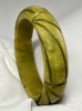 BB478 light green overdyed line carved bakelite bangle